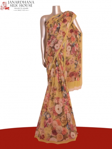 Designer Exclusive Floral Pure Georgette Silk Saree